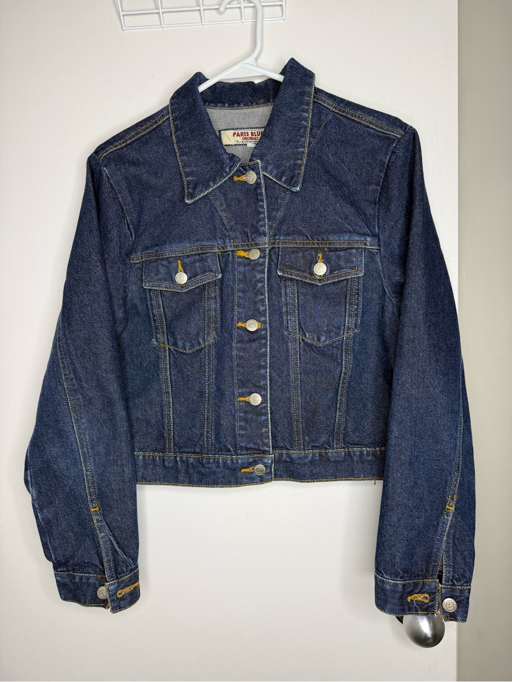 Paris Blues Originals Women's Dark Blue Denim Jacket Cropped Large